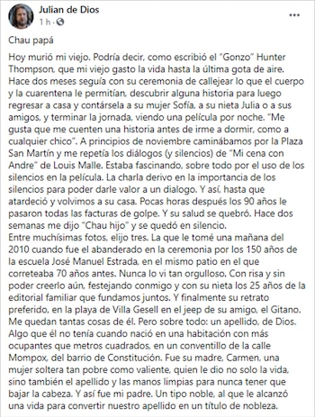 El posteo de Julián de