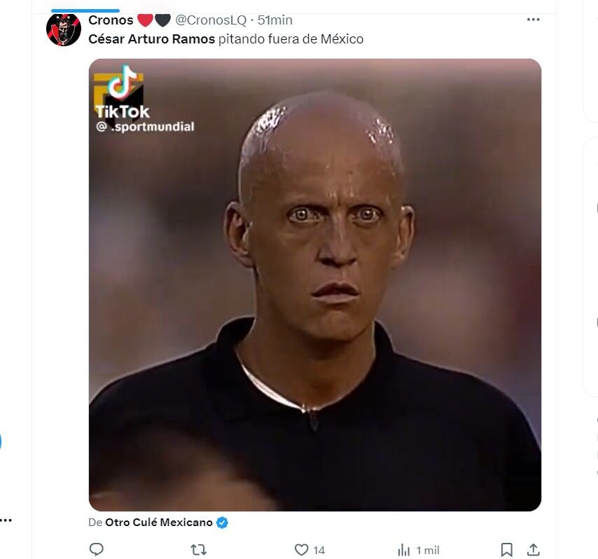 Los mejores memes que dejó el arbitraje de César Arturo Ramos en la semifinal Uruguay vs Colombia de la Copa América (Captura redes X)