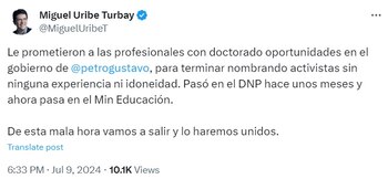 Miguel Uribe cuestionó idoneidad de