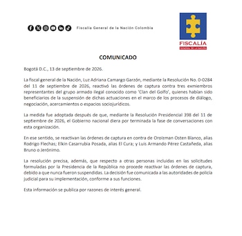 Clan del Golfo - crédito Fiscalía