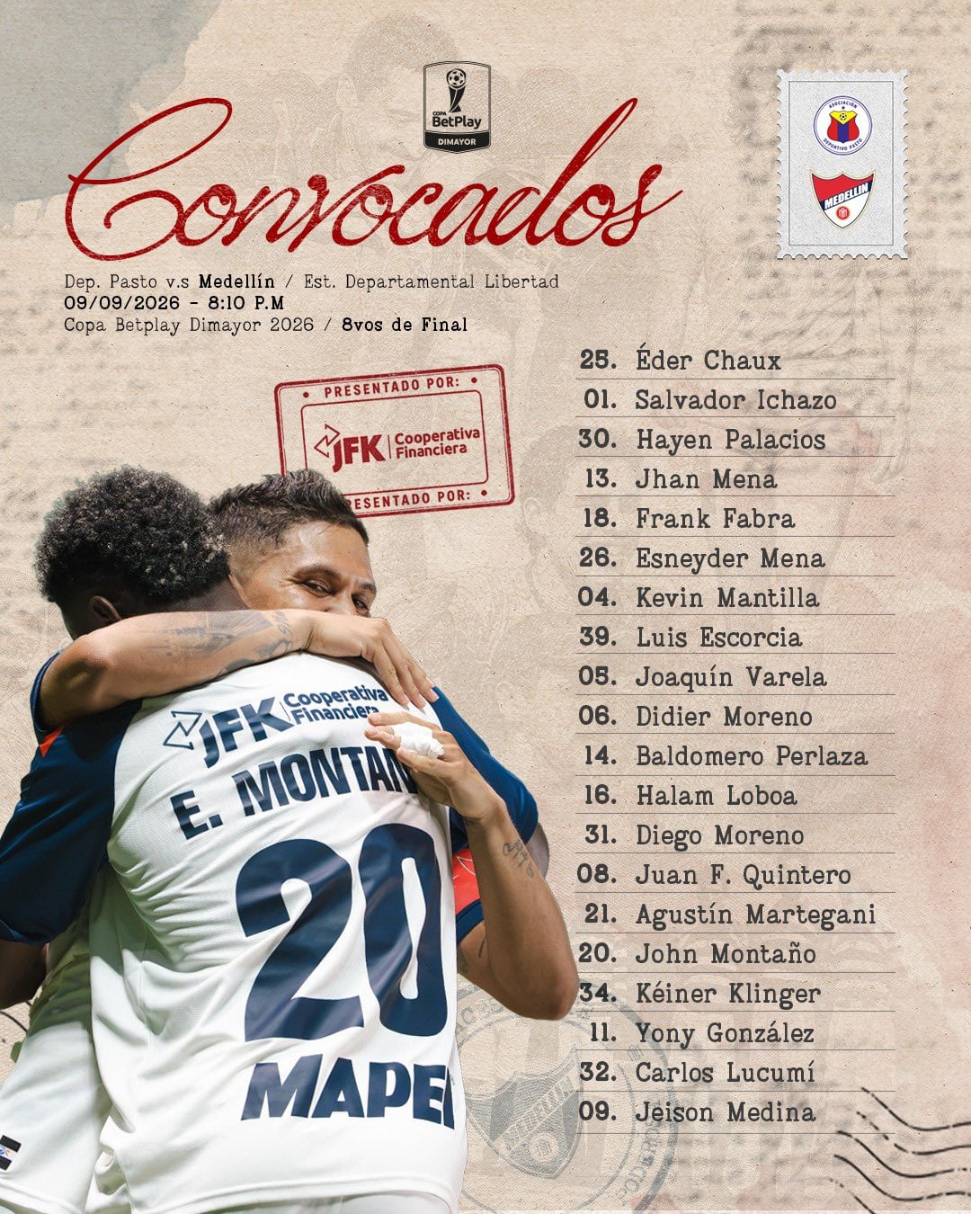 Estos son los convocados del Independiente Medellín para enfrentar al Deportivo Pasto por Copa Colombia - crédito DIM