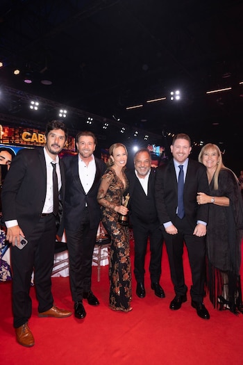 Denegri junto a Lucas Morando, Baby Etchecopar y Joni Viale