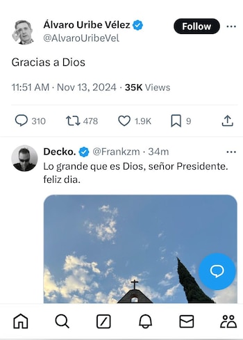 Álvaro Uribe celebra a su