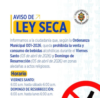 La normativa exige el cierre temporal de bares, expendios y depósitos de alcohol cerca de templos y obliga a exhibir avisos visibles sobre la restricción. (Foto: Alcaldía Municipal
