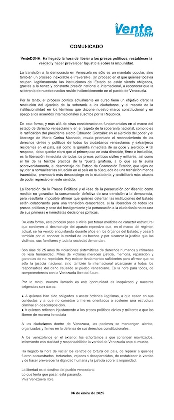 Donald Trump aseguró que Delcy Rodríguez está cerrando el centro de torturas de Caracas 11 El comunicado del Comité de