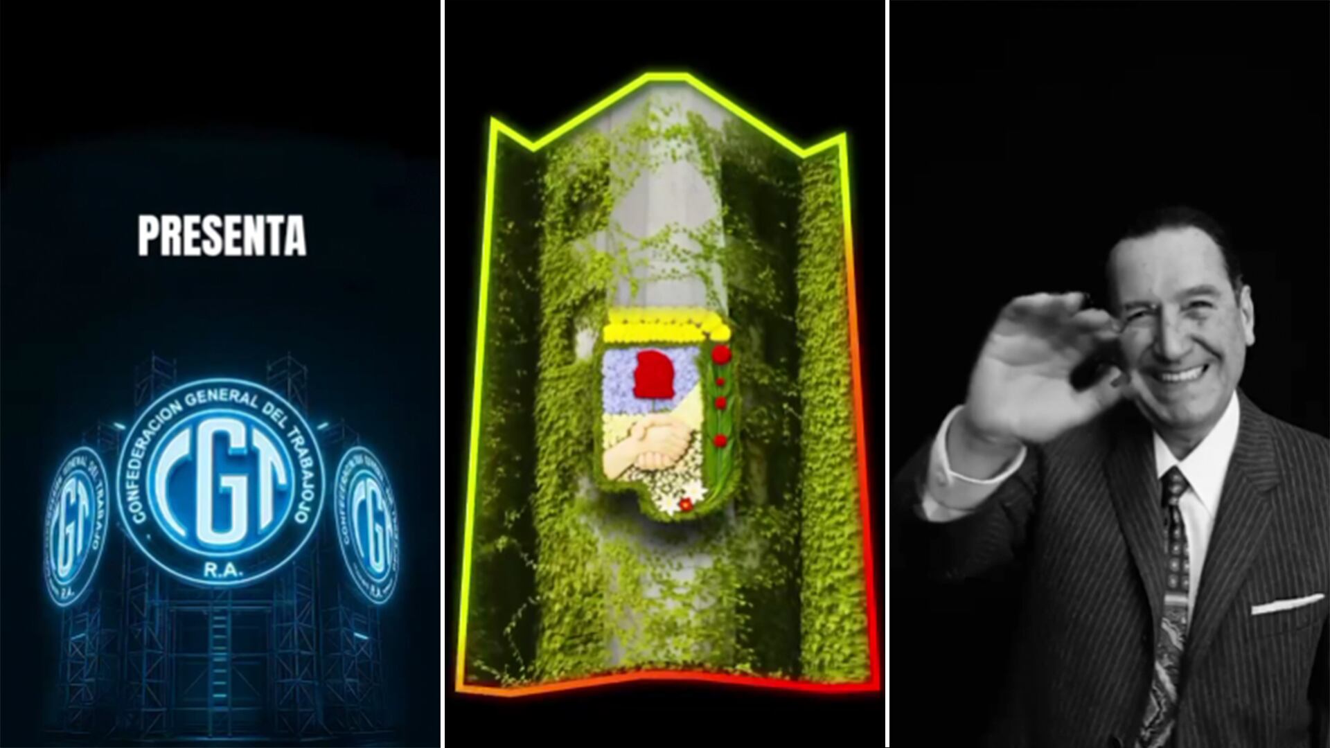 Algunas de las imágenes del espectáculo de la CGT que se proyectará ante el edificio de Azopardo