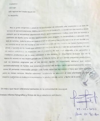 La comunicación donde solicitaron en