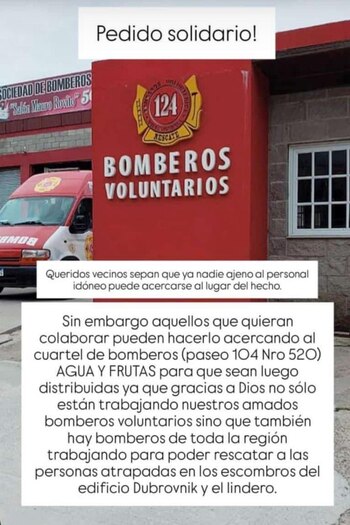 El comunicado de los Bomberos Voluntarios de Villa Gesell