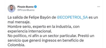 Reacciones en Twitter a la renuncia del director de Ecopetrol, Felipe Bayón.