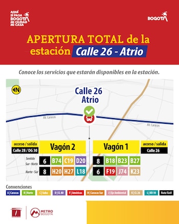 El diseño de la estación Calle 26 se realizó en torno a la estructura tipo pórtico del viaducto del futuro Metro de Bogotá, lo que ha permitido mayor espacio y comodidad para los usuarios - crédito Transmilenio