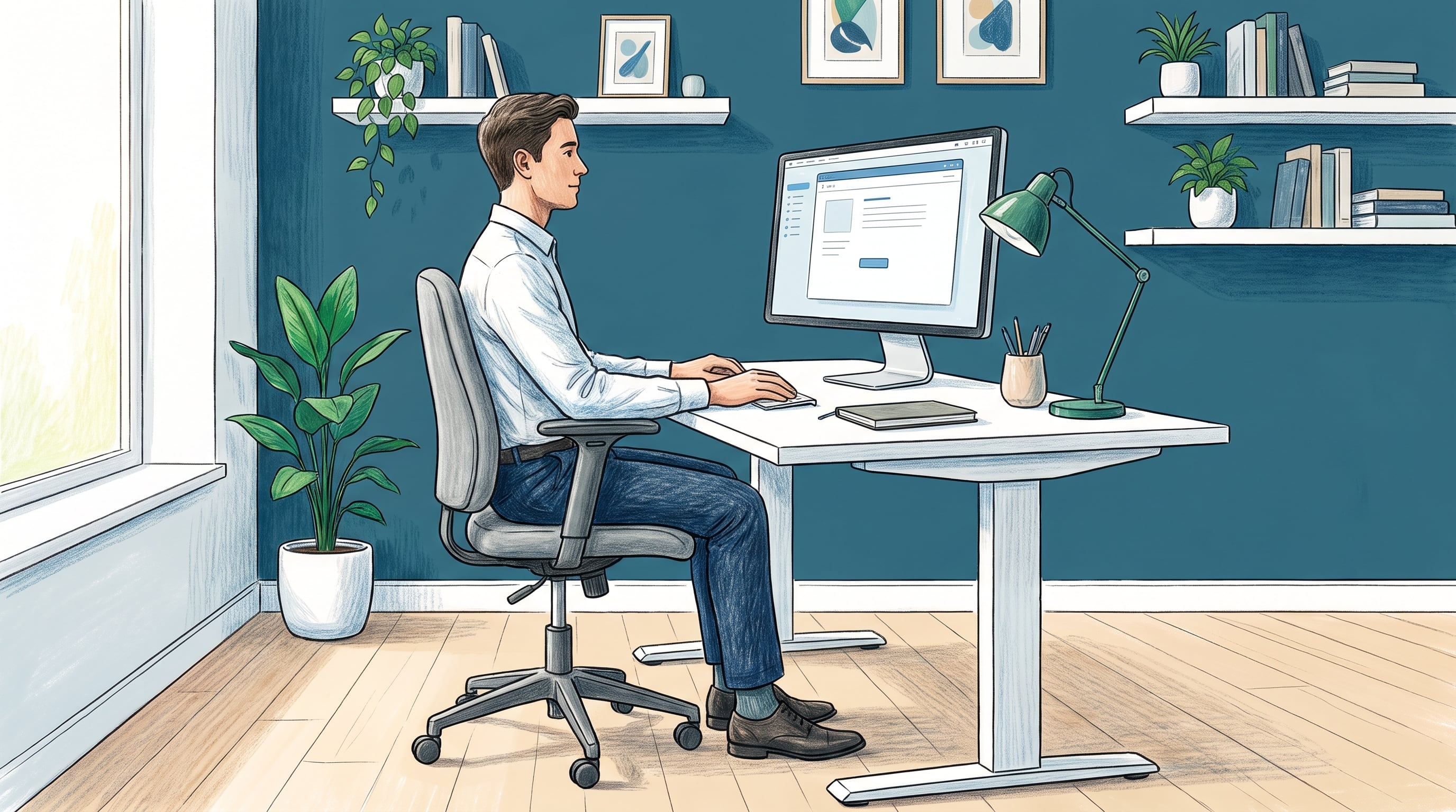 El trabajo de oficina frente a notebook y pantallas puede causar dolor de espalda, cuello y hombros, pero esos malestares pueden prevenirse con cambios en el puesto de trabajo (Imagen Ilustrativa Infobae)