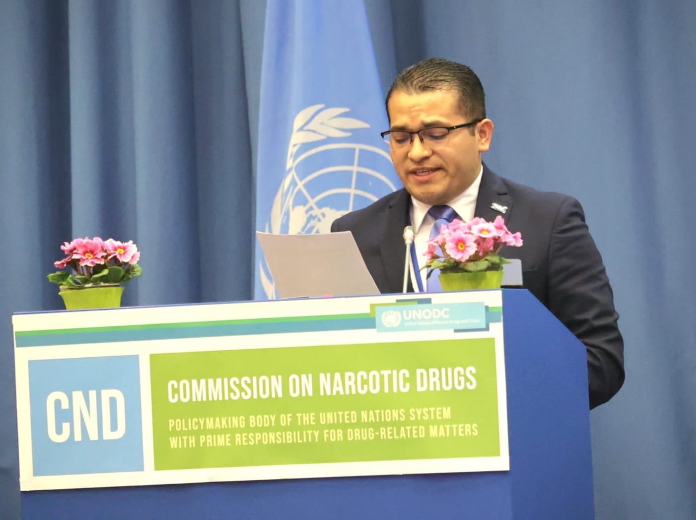 El jefe de la delegación, Noe Geovanni García, enfatizó la cooperación internacional como clave para prevenir el desvío y uso indebido de sustancias./(Redes Noe García)