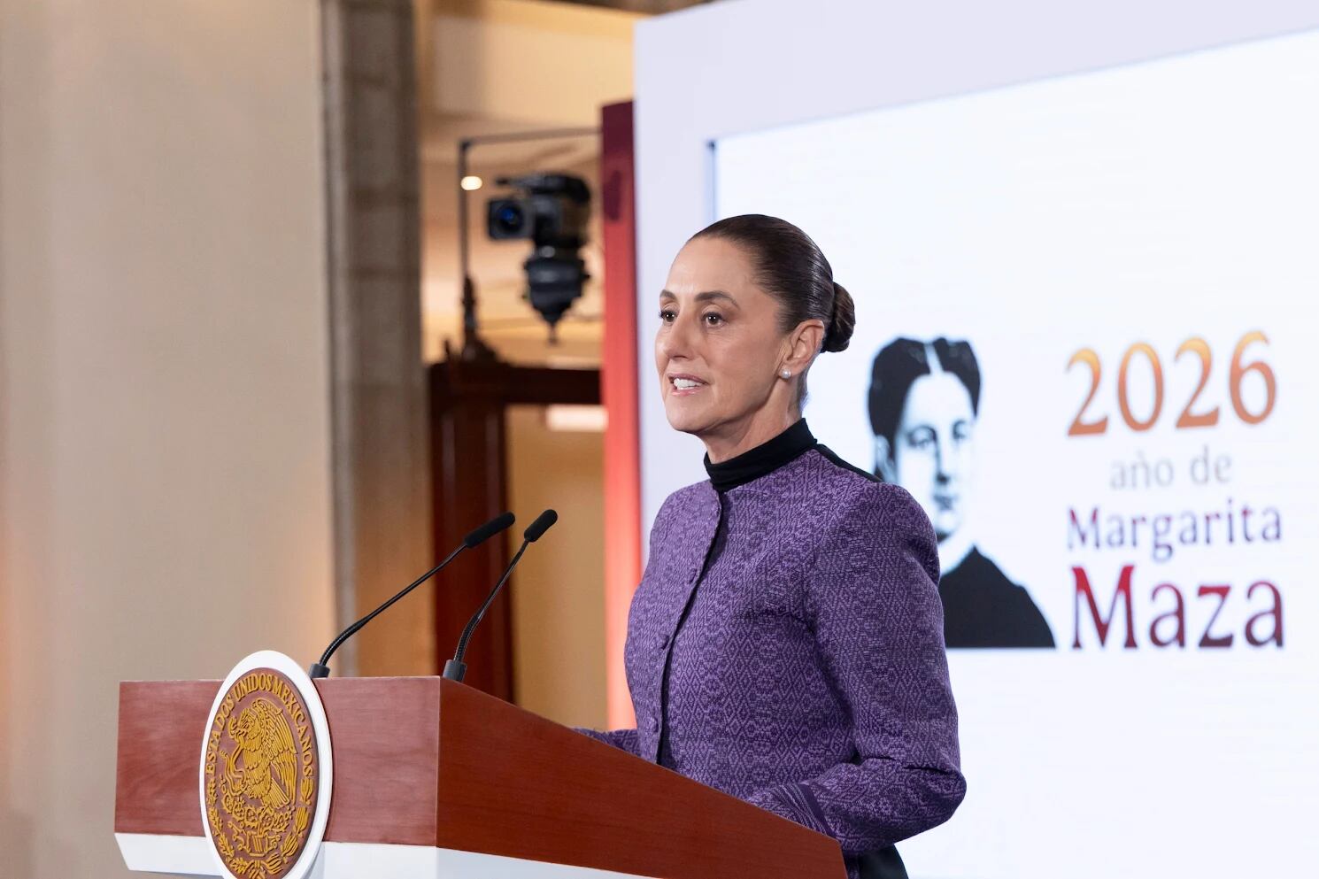 Sheinbaum durante la conferencia de prensa matutina de este martes en Palacio Nacional. (Presidencia)