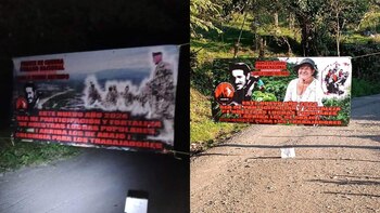 ELN instaló pancartas en vías