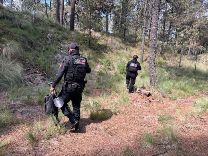 Los restos fueron encontrados en las inmediaciones del paraje conocido como Arco Blanco, a unos 100 metros de la carretera federal Paso de Cortés-Puebla Foto: SSP Edomex