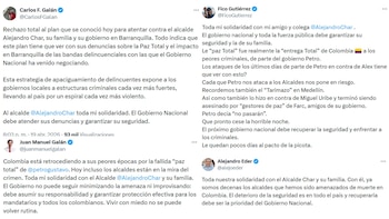 Reacciones de mandatarios locales que expresaron respaldo y solicitaron reforzar la seguridad del alcalde de Barranquilla. - crédito X