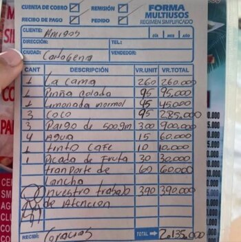 Factura de servicios de una