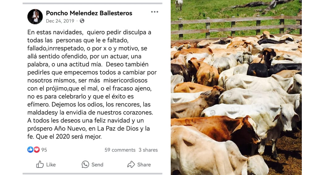 Alias Poncho mostraba un negocio exitoso de ganado - crédito Poncho Melendez Ballesteros/Facebook