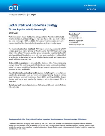 El informe de Citi admite