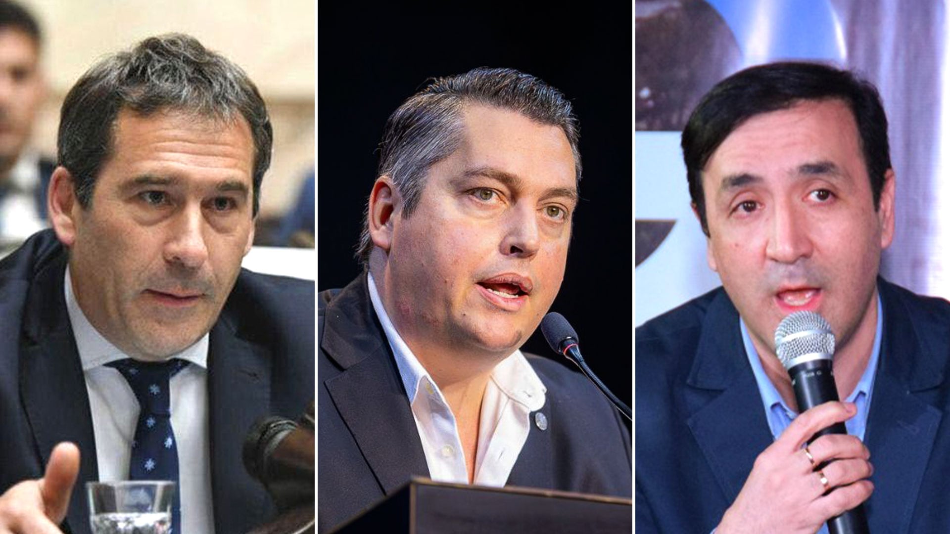 Juan Pablo Luque, Martín Pérez y Pablo Grasso, tres dirigentes del peronismo del interior y posibles candidatos a gobernador en sus provincias