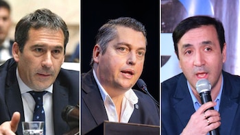 Juan Pablo Luque y los intendentes Martín Pérez (Rio Grande) y Pablo Grasso (Rio Gallegos)