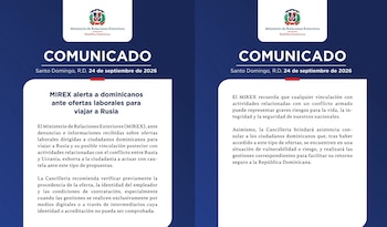 A través de un comunicado oficial del MIREX, las autoridades advirtieron sobre los riesgos mortales de estas contrataciones irregulares y aseguraron que brindarán asistencia consular prioritaria para garantizar el retorno de los dominicanos atrapados en Rusia.