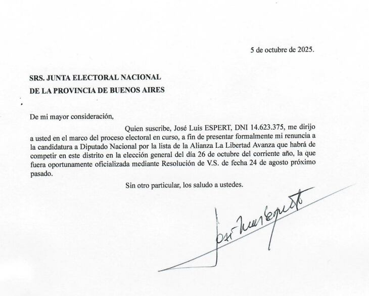 La renuncia de José Luis Espert