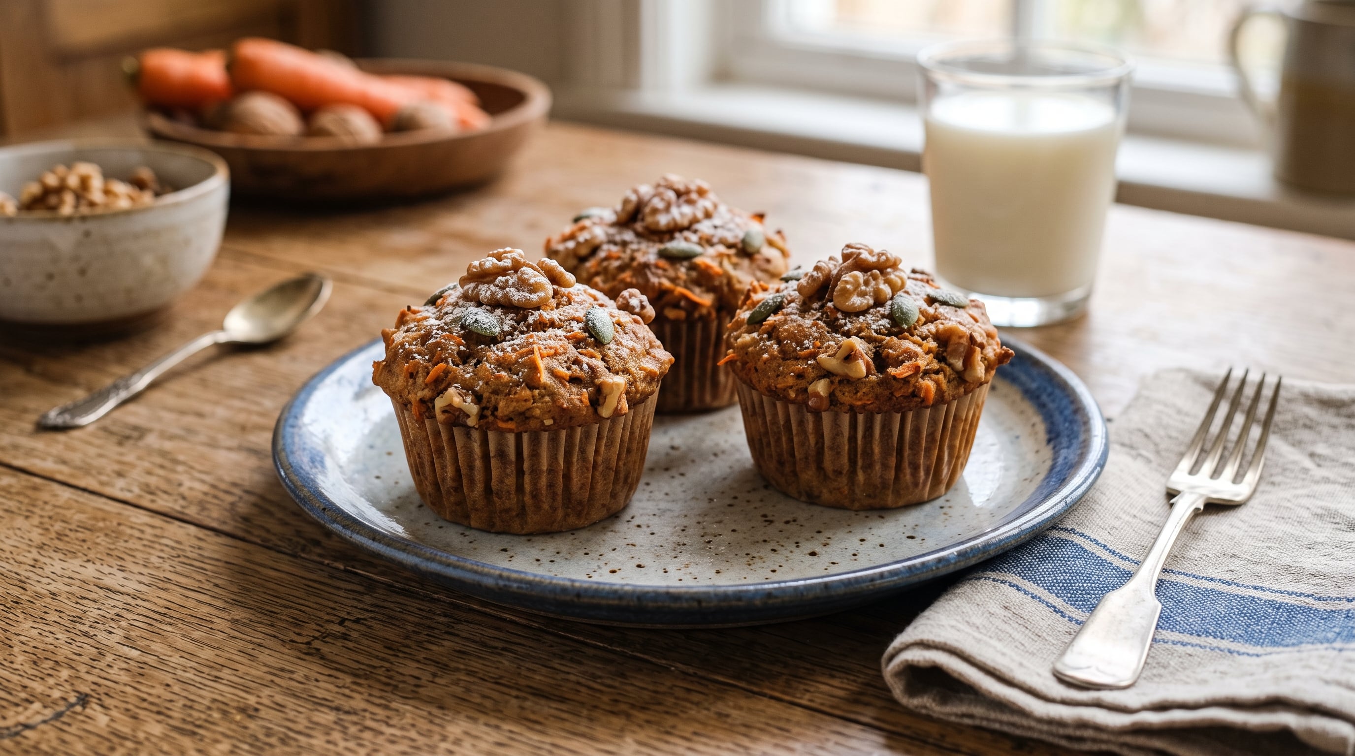 Los muffins de zanahoria y nueces retoman la idea de la torta de zanahoria con especias y frutos secos (Imagen Ilustrativa Infobae)