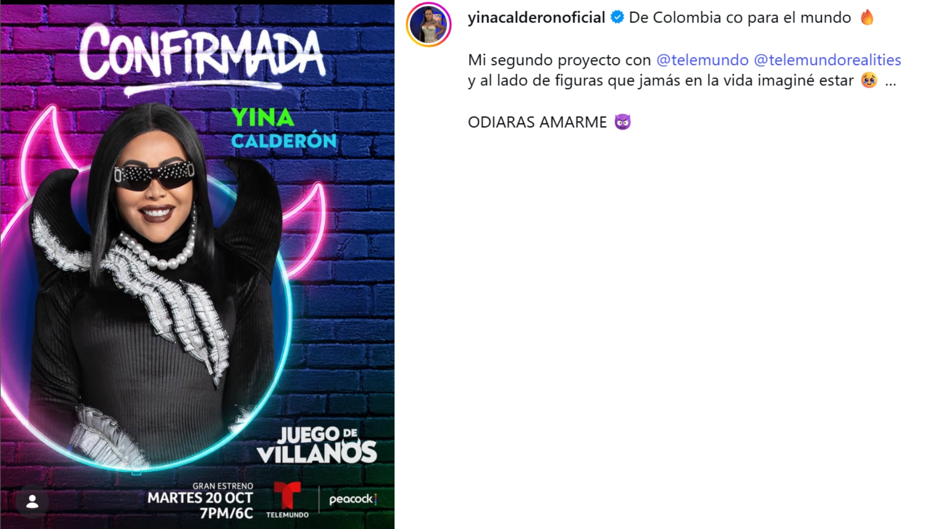 Yina Calderón fue confirmada en ‘Juego de villanos’ de Telemundo; estos son otros famosos que estarán en el ‘reality’