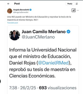 Ángela Benedetti cuestionó al ministro