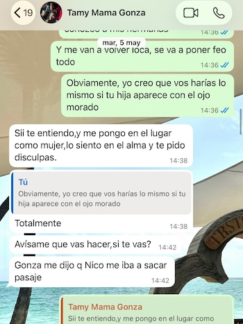 La madre del futbolista le pidió disculpas a Dinna en una conversación de WhatsApp y reconoció entenderla como mujer