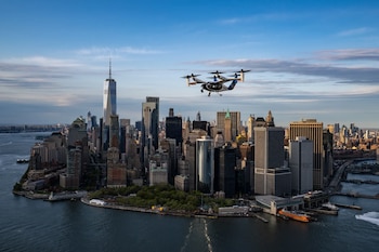 La aeronave de Joby partió del Aeropuerto Internacional John F. Kennedy y aterrizó en la red de helipuertos de la ciudad, incluyendo Downtown Skyport y los helipuertos de West 30th Street y East 34th Street en Midtown. Foto: Jovy Aviation