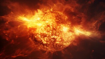 Astro radiante y explosiones solares: fenómenos astronómicos fascinantes. Observa la energía solar en su máxima expresión. Cielo estelar brillante. - (Imagen Ilustrativa Infobae)