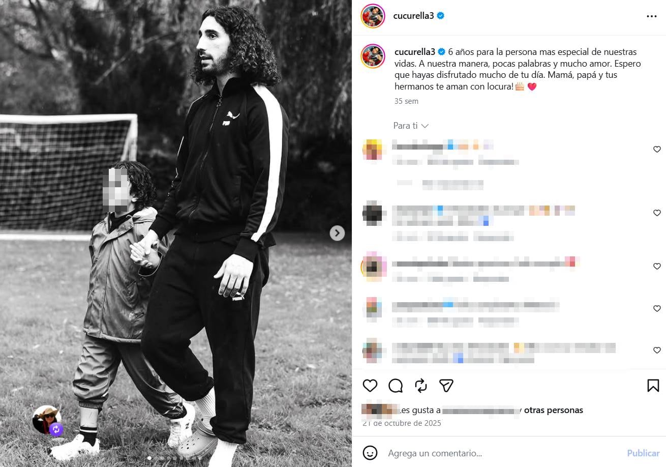 Marc Cucurella y su hijo mayor en una imagen de redes sociales. (Instagram @cucurella3)