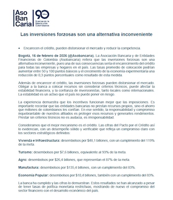 Asobancaria insiste en que las