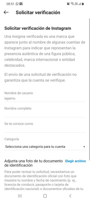 La solicitud de verificación se