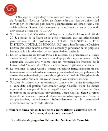 La solicitud a la Corte