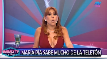 Magaly Medina cuenta que fue convocada para la Teletón tras infidencia de María Pía Copello. Captura: Magaly TV La Firme.
