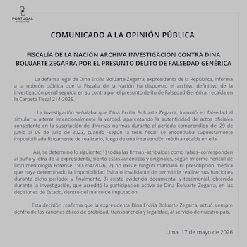 Fiscalía archiva una investigación más contra Dina Boluarte