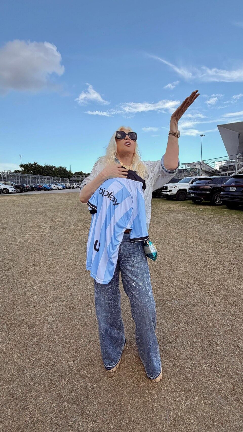 Susana Giménez en su llegada al Hard Rock Stadium de Miami para ver a la selección
