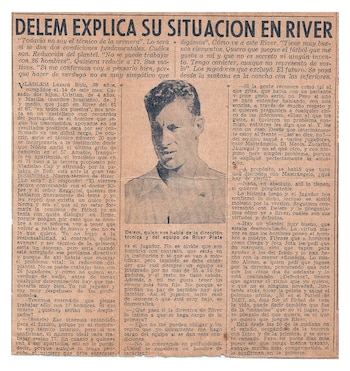 Nota publicada en el diario de cuando Delem tenía la dirección técnica de River