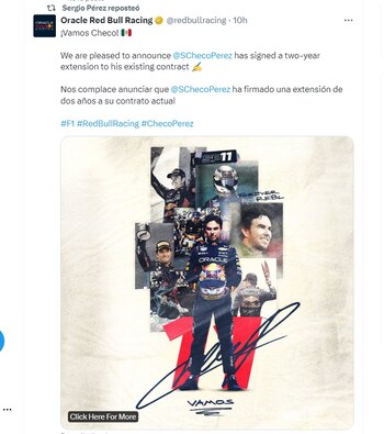 Checo Pérez renueva contrato hasta