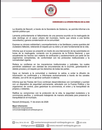 La Alcaldía de Necoclí solicita