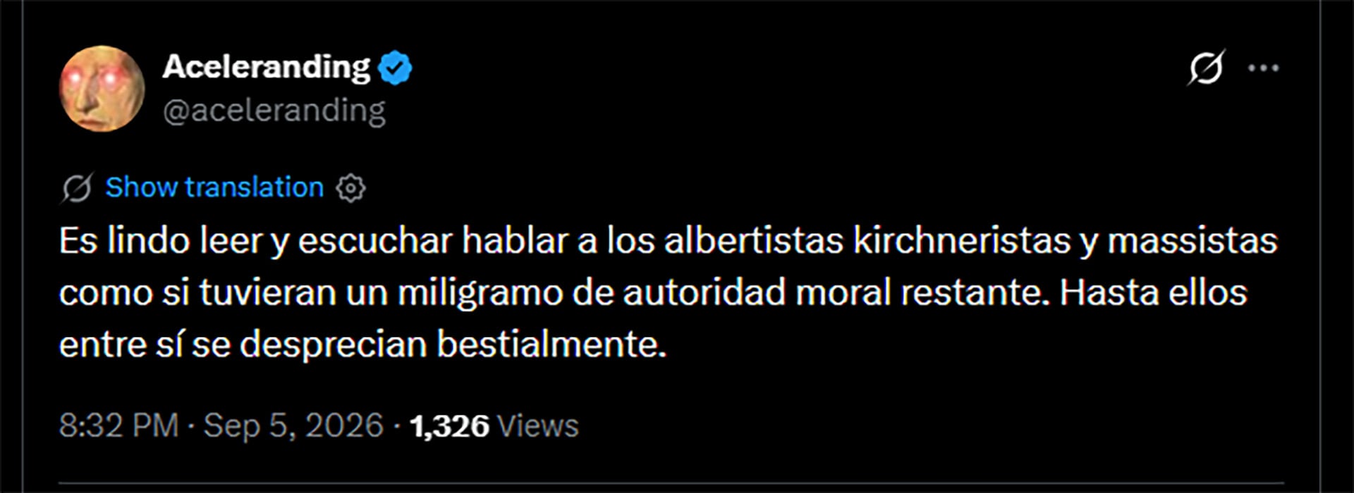 Otro de los posteos de la cuenta de X