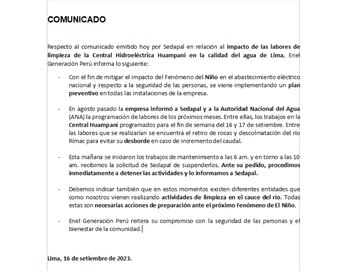 Comunicado de Enel