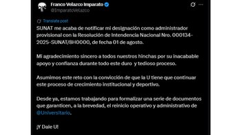 El mensaje de Franco Velazco