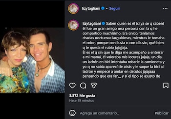 Lizy Tagliani volvió a evocar la memoria de su querido amigo, el fallecido diseñador Jorge Ibañez