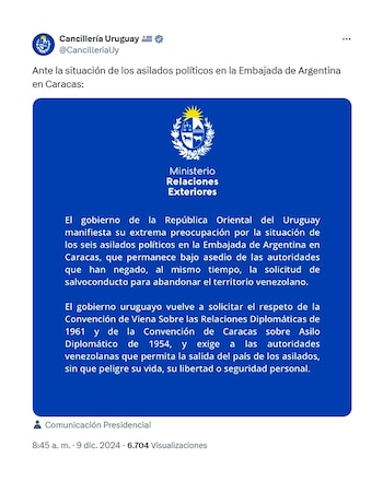 El comunicado difundido por la