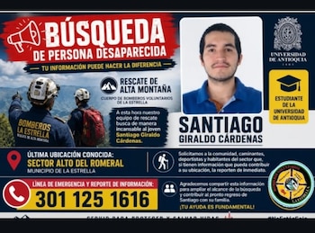 Santiago Giraldo apareció en Angelópolis y frenó el operativo que lo buscaba en El Romeral - crédito @bomberoslaestrella/IG