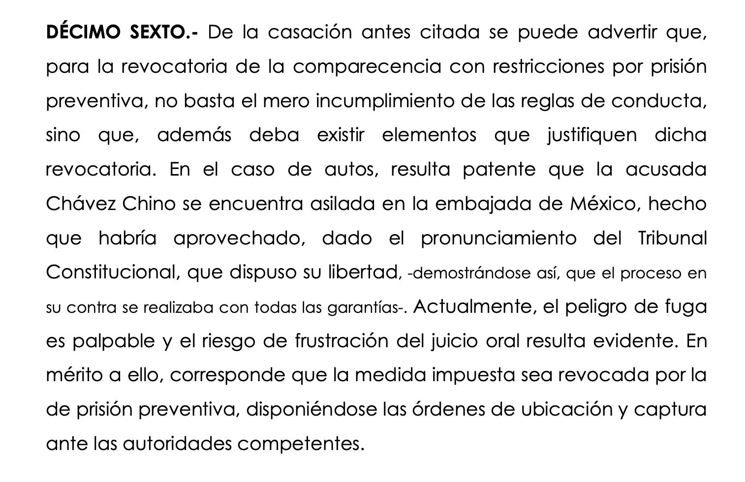 PJ dicta prisión preventiva contra Betssy Chávez.